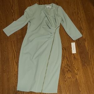 Calvin Klein Women's Soft Green Long Sleeve Dress